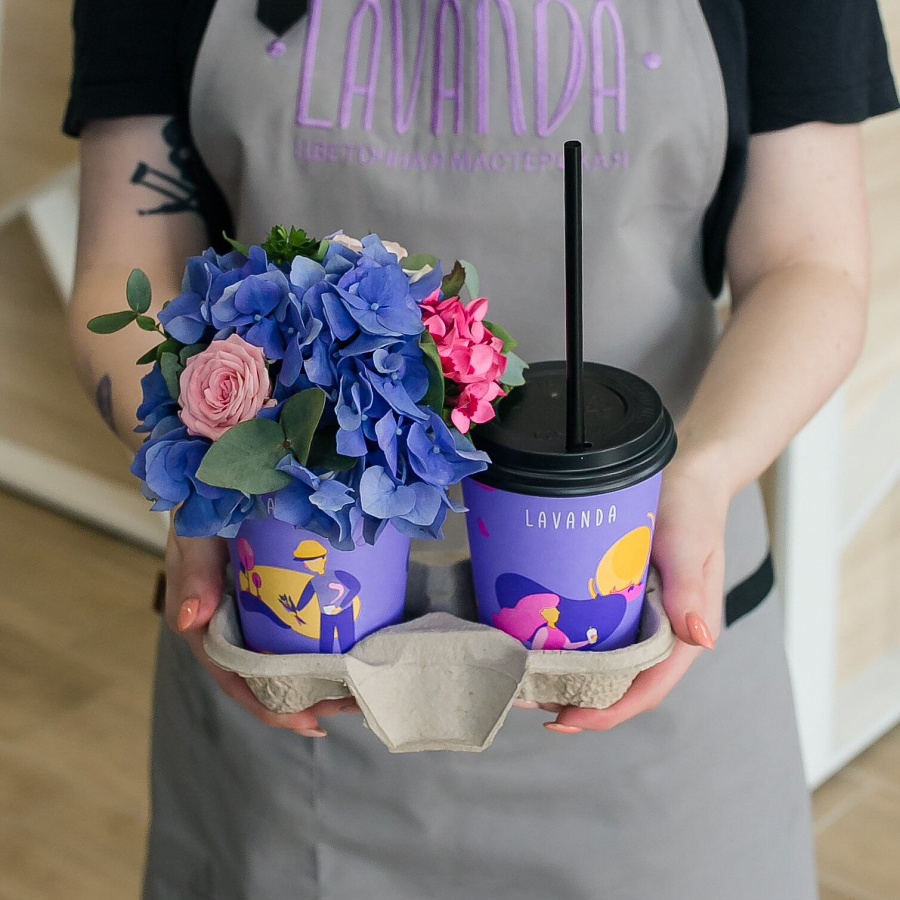 Раф лаванда + композиция в стаканчике №5