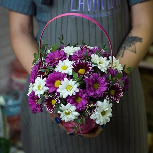 Цветочная корзинка ромашковых хризантем