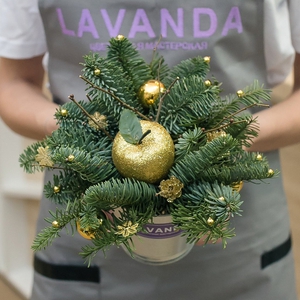 Новогодняя композиция с яблоком