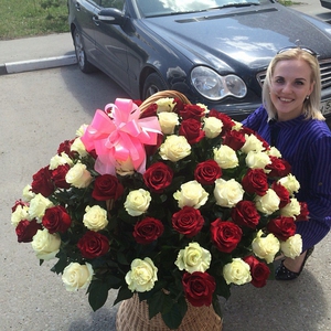 101 Эквадорская роза в корзине