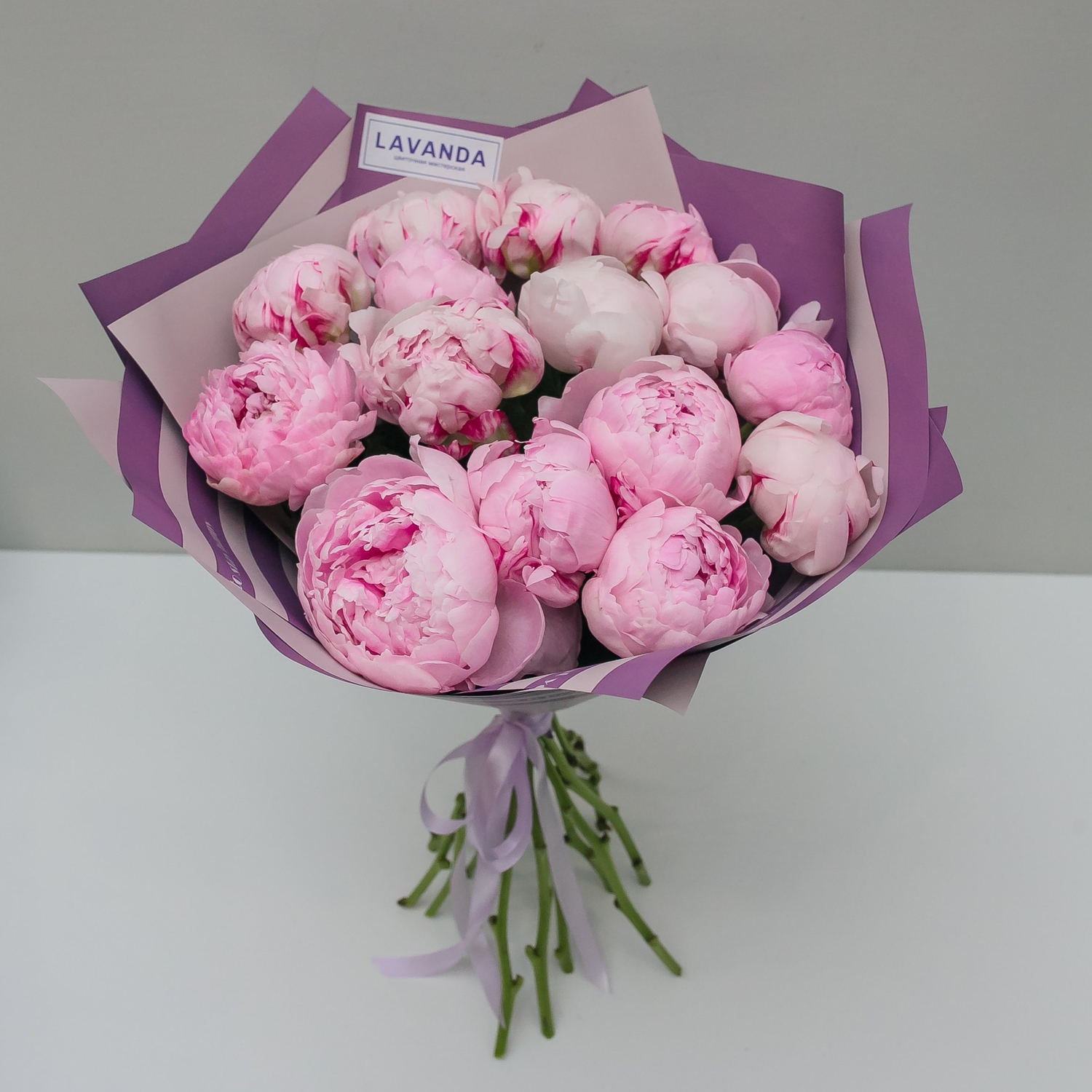 15 пионов в матовой пленке