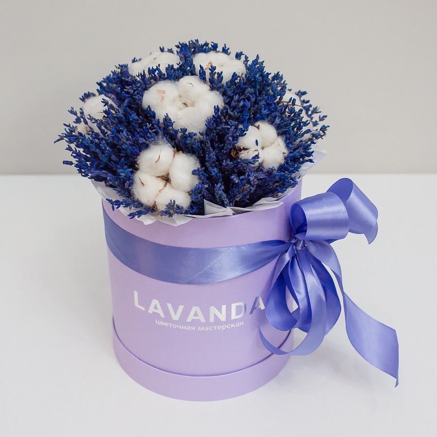 Стабилизированная лаванда с хлопком в коробке