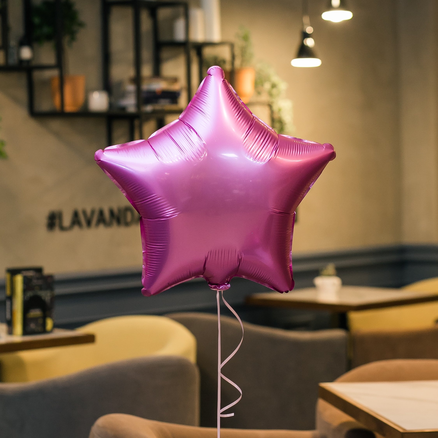 "Розовая звезда" фольгированный шар с гелием