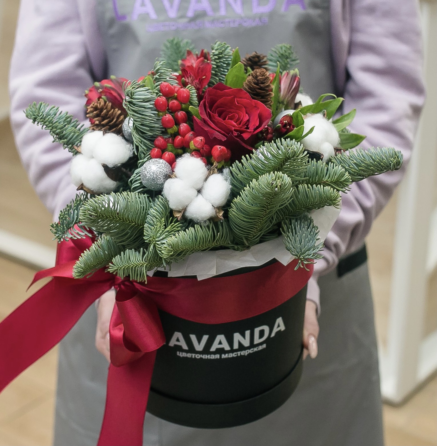 Новогодняя коробочка с шишками