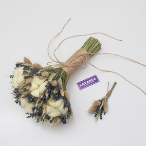 Букет невесты и бутоньерка из сухоцветов