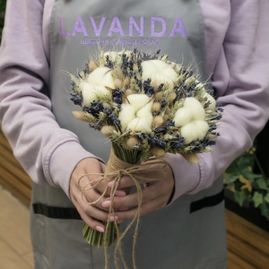 Букет невесты и бутоньерка из сухоцветов